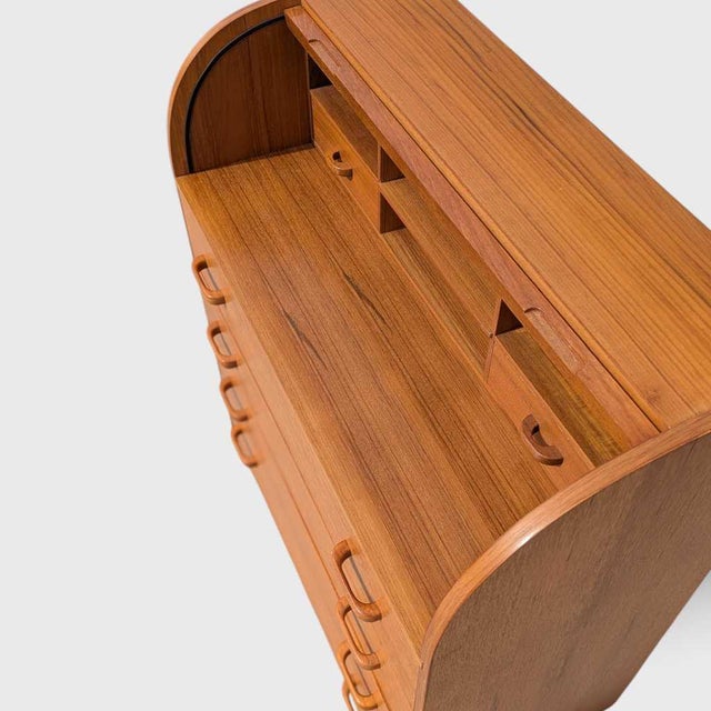 Brown Mid-Century Danish Teak Roll-Top Desk by Egon Ostergaard, 1970s For Sale - Image 8 of 17