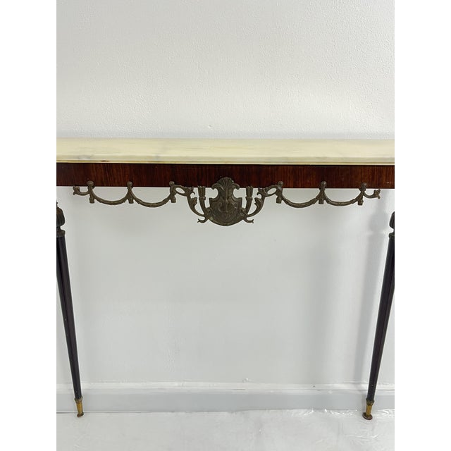 Italian Console Table in Brass and Bronze with Marble Top, 1950s For Sale - Image 15 of 18
