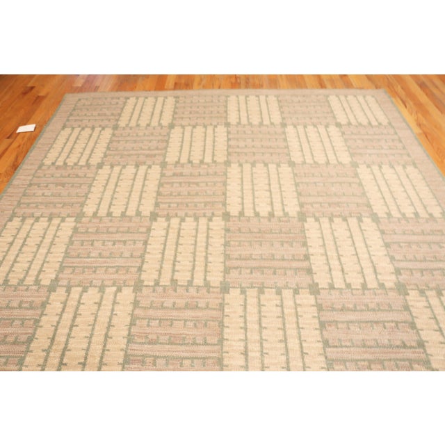 Elegant Contemporary Swedish Inspired Geometric Checkered Design Flatweave Rug, Country of Origin: Central Asia, Circa...