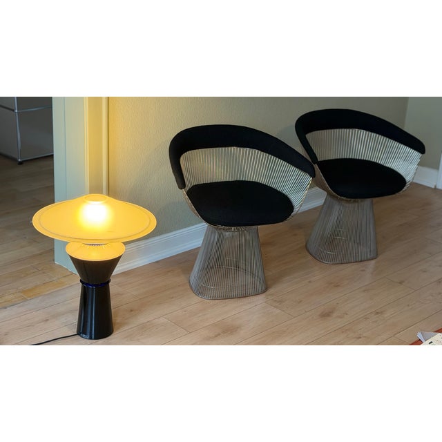 Warren Platner Silver Armchairs in Black Upholstery by Warren Platner for Knoll, 1950s, Set of 2 For Sale - Image 4 of 17