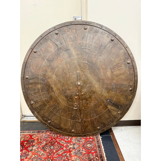 Early 20th Century French Antique Oversized Iron Clock Face, 59” Diameter For Sale - Image 5 of 8