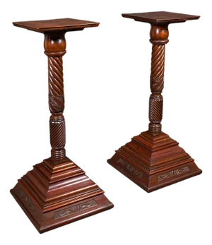 Pair of Large Antique Torchiere, English, Country House, Bust Stands, Victorian