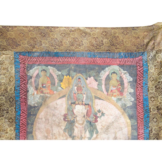 Antique White Late 19th Century Tibetan Thangka Depicting Sitatapattra For Sale - Image 8 of 10