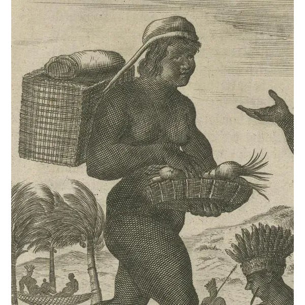 Montanus, Daily Life in Brazil, Copper Engraving, 1673 For Sale - Image 3 of 6