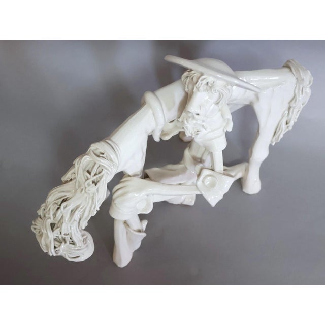 Ceramic Italian Modernist Don Quixote & Horse Porcelain Sculpture For Sale - Image 7 of 7
