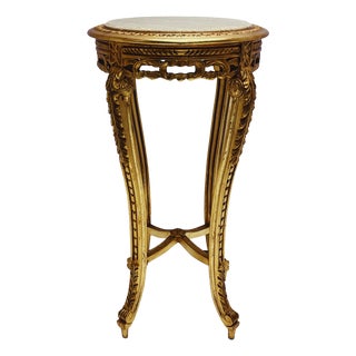 Gold Side Table with Round Marble Top from Green Square For Sale