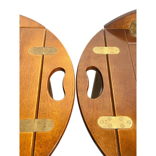 Pair Vintage Bombay Company Georgian Style Mahogany Butler’s Tray Tables For Sale - Image 11 of 18