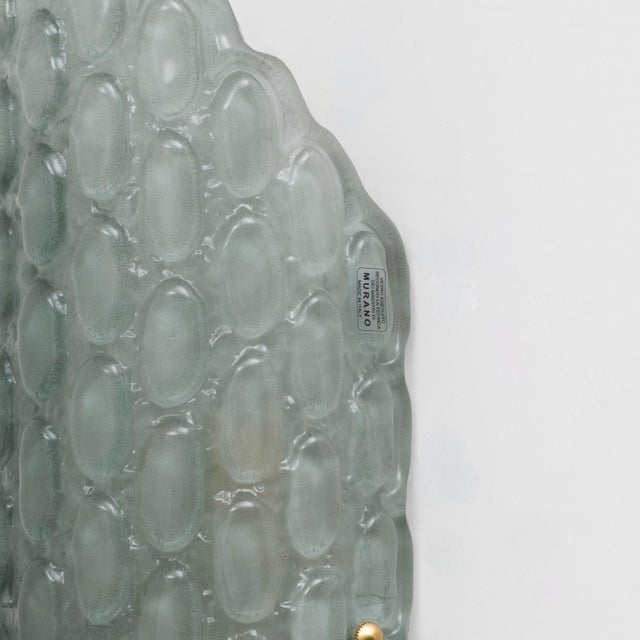 Aqua Green Murano Glass Wall Sconces with Textured Relief, 2000s, Set of 2 For Sale - Image 9 of 10