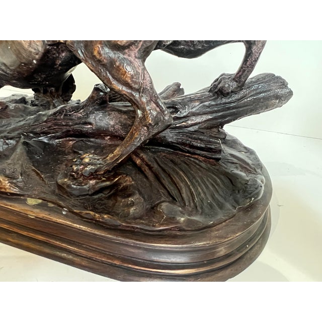 Bronze Antique French Bronze Hunting Dog Sculpture Signed E. Delabrièrre – Animalier Pointer With Game Bird c.1900 For Sale - Image 8 of 11