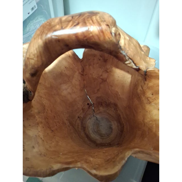 Vintage Handcarved Large Burl Wood Basket For Sale - Image 10 of 12