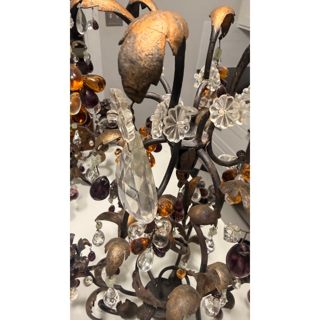 Circa 1940s Italian Gilt Tole & Glass Fruit Candelabra — Pair For Sale - Image 9 of 10