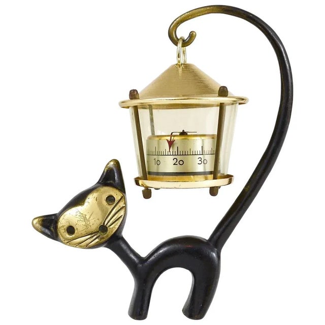 Brown Cat Figurine with Thermometer by Walter Bosse for Hertha Baller, Austria, 1950s For Sale - Image 8 of 8