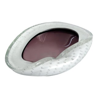 Murano Bowl Lavender Eggplant 1950s Signed For Sale
