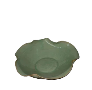 Asian Modern Lotus Leaf Celadon Porcelain Plate