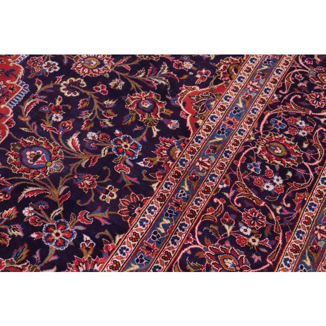 Vintage Hand-Knotted Oriental Rug Blue Red 9.6x13.7 For Sale In New York - Image 6 of 7
