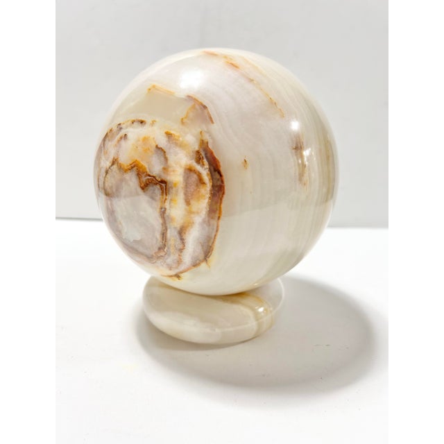 Large Vintage Banded Onyx Sphere on Stone Base For Sale - Image 11 of 12
