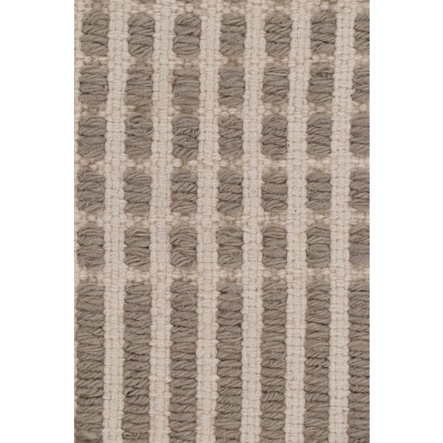 Modern Flat Weave Beige Brown Geometric Striped Pattern For Sale - Image 9 of 11