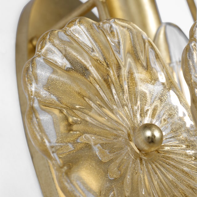 Julie Neill for Visual Comfort Signature Gianna 21" Layered Sconce in Gild with Gold Fleck Glass For Sale - Image 10 of 13