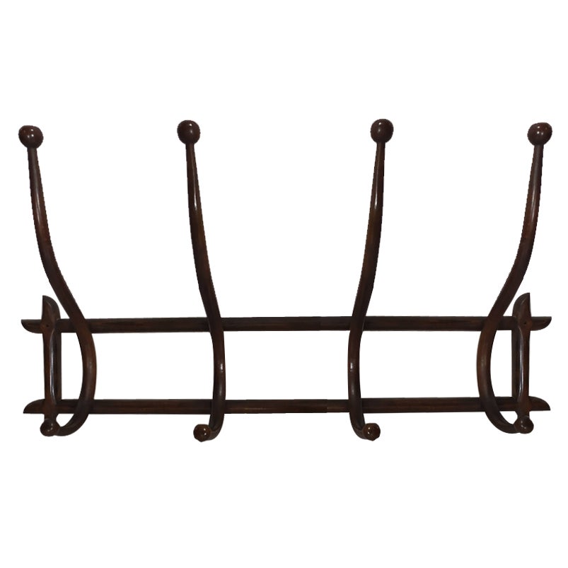Curved Wood Wall Coat Rack, 1890s | Chairish