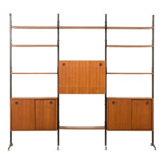 Vintage Italian Teak Freestanding Wall Unit, 1960s For Sale