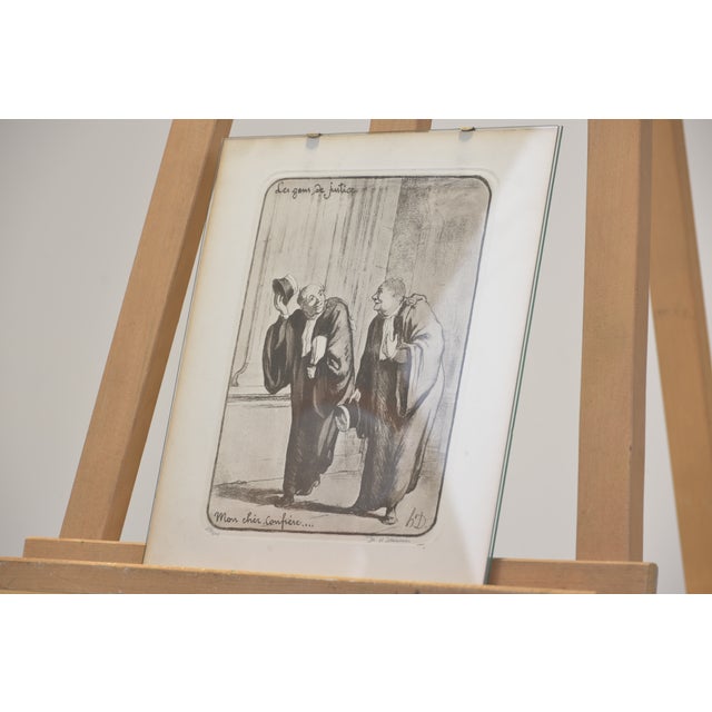 Mon Chere Confrere, Honore Daumier, Circa 1855, Lithograph Signed Under Glass from the Series Le Gens Du Justice For Sale - Image 3 of 6