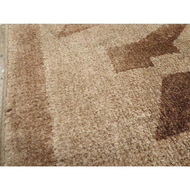 Mid 20th Century Galerie Shabab Collection Mid-20th Century Handmade English Art Deco Style Throw Rug in Brown For Sale - Image 5 of 10