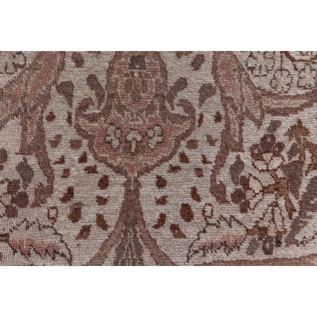 Authentic Persian Tabriz Brown Handmade Wool Rug For Sale - Image 9 of 10