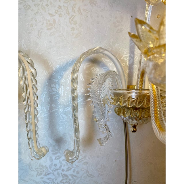 1980s Murano Sconces in the style of Barovier & Toso, 1980s, Set of 2 For Sale - Image 5 of 15