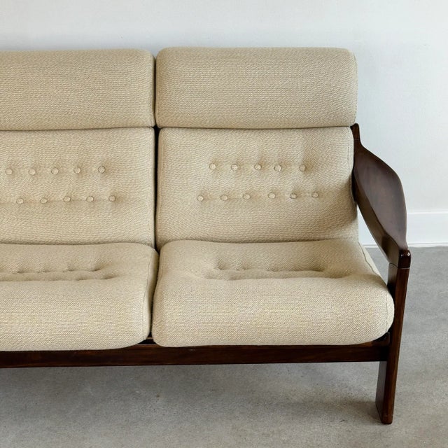 Mid-Century Modern 1970s Vintage Upholstered Mid-Century Modern 3-Seat Sofa For Sale - Image 3 of 11