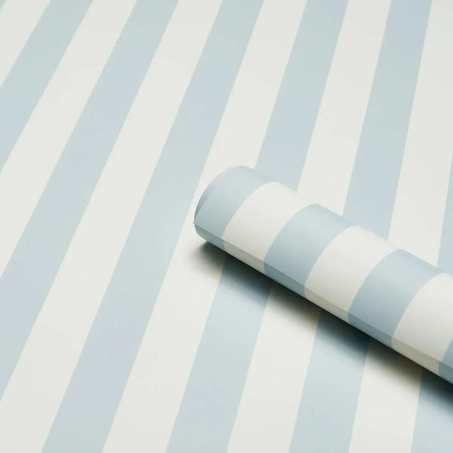 Contemporary SAMPLE - Schumacher Emma Stripe Wallpaper In Sky For Sale - Image 3 of 4