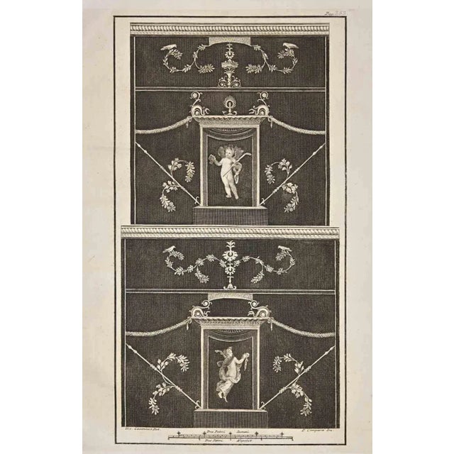 Ancient roman fresco from the series "antiquities of herculaneum", is an etching on paper realized by pietro campana in...