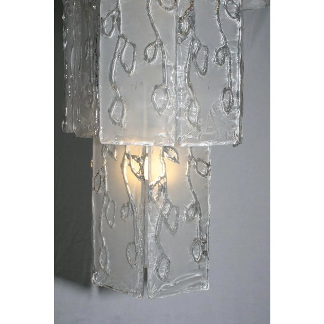 1960s Vintage Glass & Brass Chandelier, 1960s For Sale - Image 5 of 8