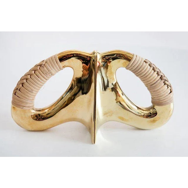 Mid-Century Modern Carl Auböck Model #3530 'Flatiron' Brass and Cane Bookends - a Pair For Sale In Los Angeles - Image 6 of 7