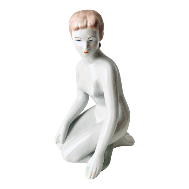 Large Mid Century Modern European Porcelain Nude Figure For Sale