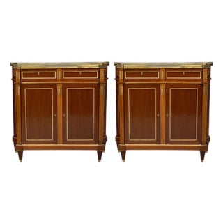 Maison Jansen, Russian Neoclassical Style, Large Cabinets, Mahogany, Bronze For Sale