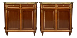 Maison Jansen, Russian Neoclassical Style, Large Cabinets, Mahogany, Bronze
