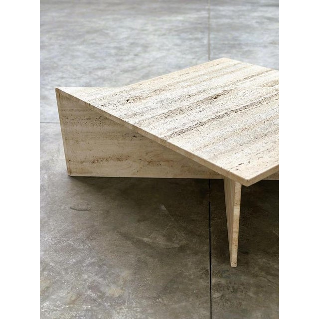 Large Italian Brutalist Geometric Travertine Coffee Tables from Up & Up, Set of 2 For Sale - Image 9 of 16