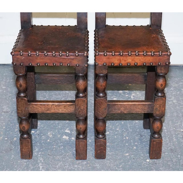 17th Century Revival Oak Childs Correction Chairs, Set of 2 For Sale - Image 5 of 11