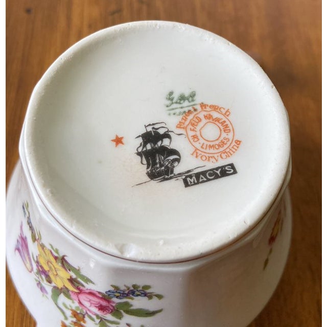 Ceramic Vintage Limoges Ch Field Haviland Cream & Sugar Bowl Set, Finest French Ivory China with Rose Pattern For Sale - Image 7 of 13