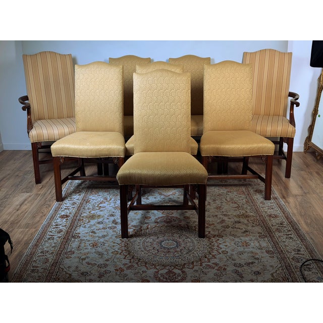 Chippendale Set of 8 Henkel Harris Mahogany Chippendale Dining Chairs For Sale - Image 3 of 15
