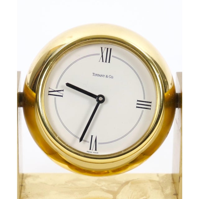 Tiffany and Co. Tiffany & Co. Gilt Bronze Rectangular Desk Clock/ Adjustable Tilting Mechanism For Sale - Image 4 of 9