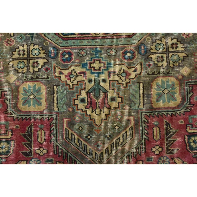 Tabriz Rug 9’8” X 11’8” Pink Wool Vintage Distressed Hand-Knotted Carpet For Sale - Image 11 of 16