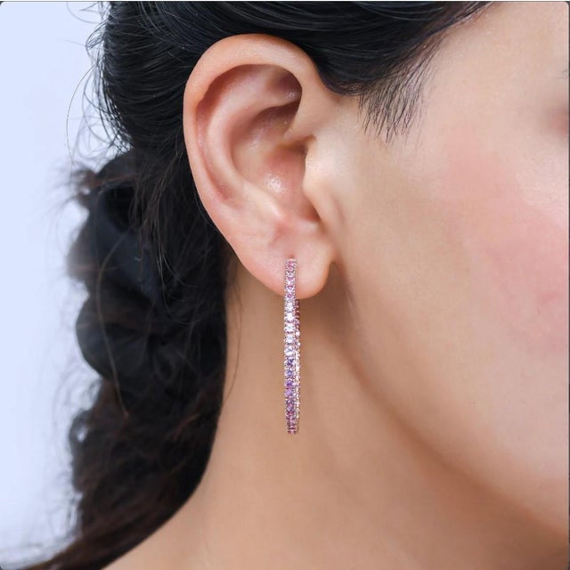 4.80 cts Natural pink sapphire earrings in 18k gold For Sale - Image 14 of 18