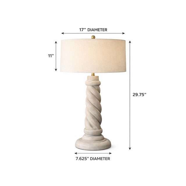 Late 20th Century Late 20th Century Large Sculptural Barley Twist Plaster Table Lamp With 17” Linen Drum Shade – 33” Tall For Sale - Image 5 of 7