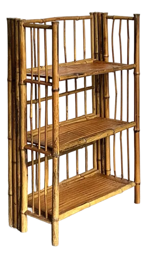 Vintage Boho Bamboo Folding Etagere