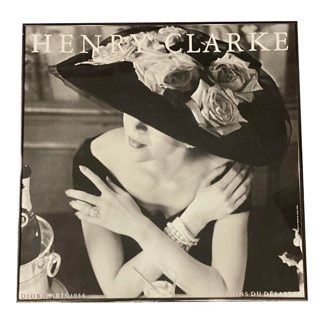 Henry Clarke “Dior, Paris 1956” Framed Fashion Photography Poster – Glamorous Black & White Couture Wall Art For Sale
