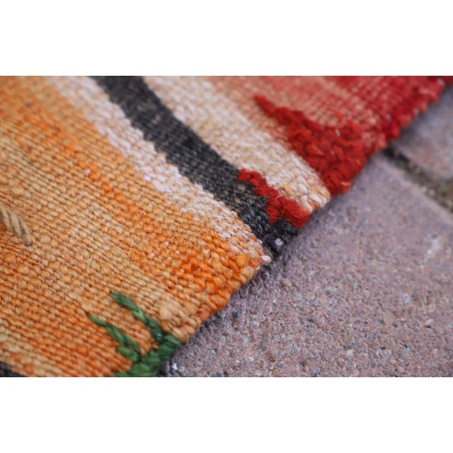 1960s Rustic & Primitive Hand Knotted Wool Striped Kilim Rug For Sale - Image 4 of 9