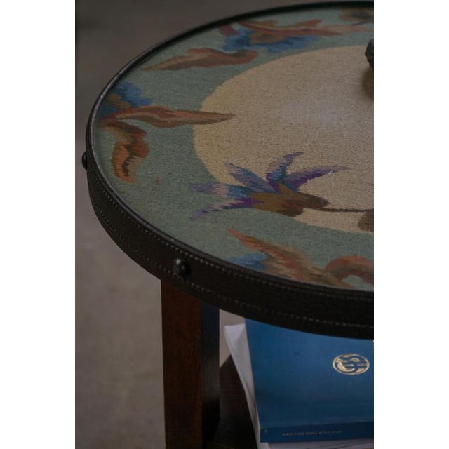 Vintage Danish Round Side Table with Floral Glass Top, 1920s For Sale - Image 10 of 18