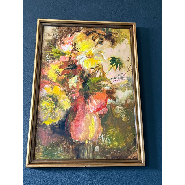 Mid-Century Modern Floral Abstract Acrylic on Board For Sale - Image 18 of 18
