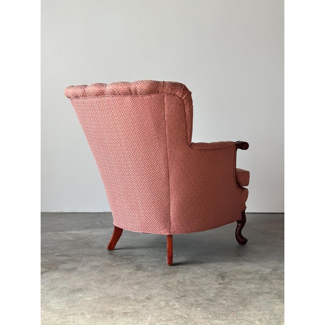 Pink Mid-Century French Provincial Channel-Back Armchair For Sale - Image 8 of 17